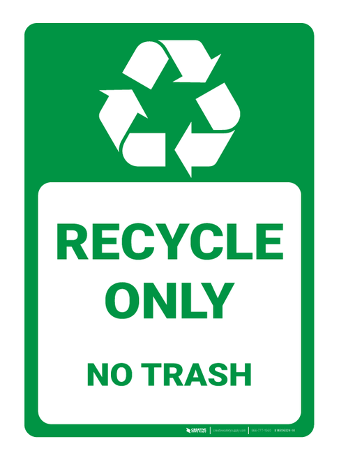 Recycle Only - No Trash - Wall Sign