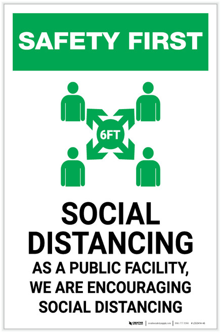 Safety First: Social Distancing as a Public Facility with Icon Portrait - Label