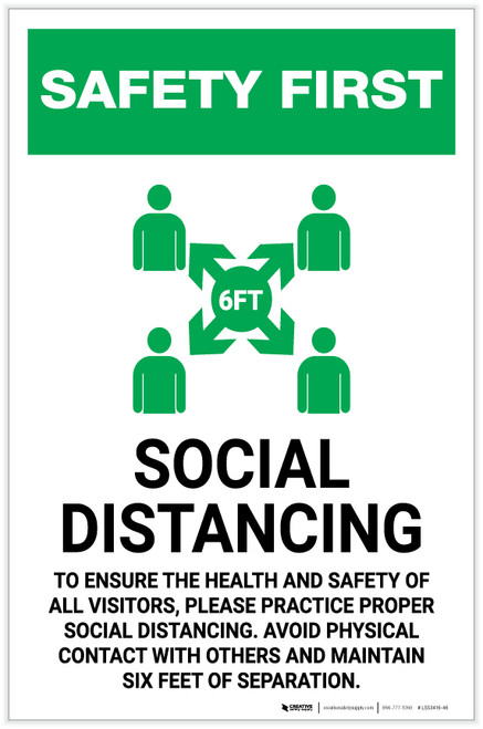 Safety First: Social Distancing to Ensure Health with Icon Portrait - Label