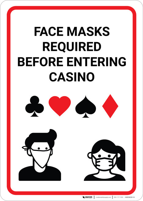 Face Masks Required Before Entering Casino Portrait - Wall Sign