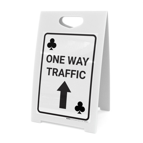 Casino - One Way Traffic Clubs Playing Card with Arrow Up - A-Frame Sign