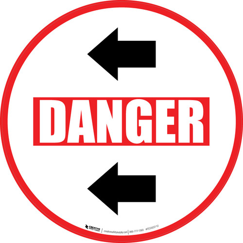 Danger: Left Arrows Circular - Floor Sign