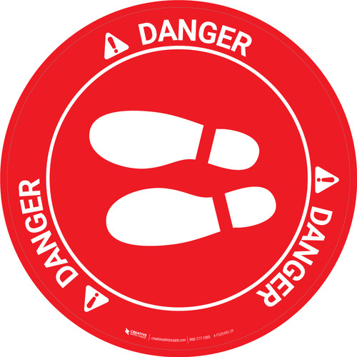 Danger: Shoe Print Left OSHA Circular v2 - Floor Sign