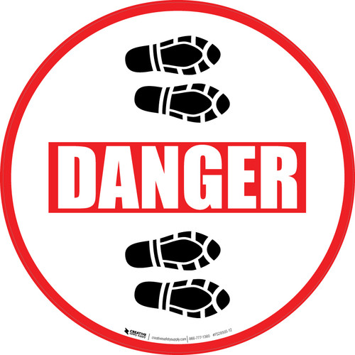 Danger: Shoe Prints Right Circular - Floor Sign