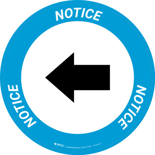 Notice: Left Arrow Circular - Floor Sign