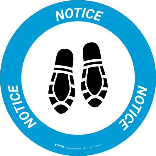 Notice: Shoe Print Down Circular - Floor Sign