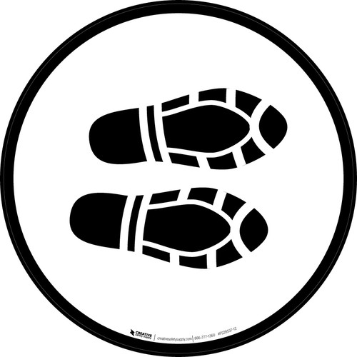 Shoe Print Right Black Circular - Floor Sign