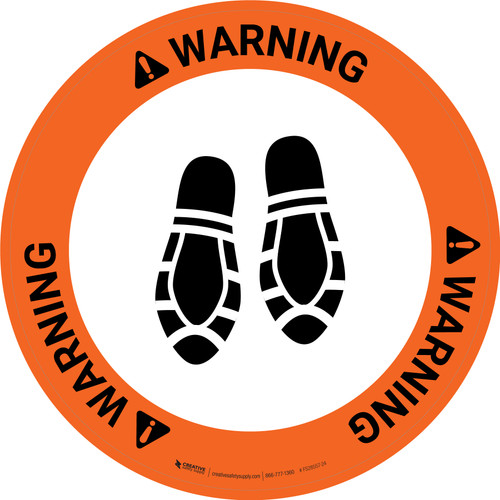 Warning: Shoe Print Down Circular - Floor Sign
