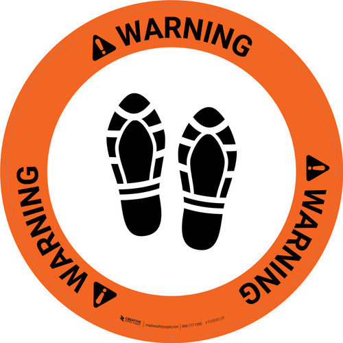 Warning: Shoe Print Up Circular - Floor Sign