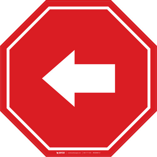 Left Arrow Red Stop - Floor Sign