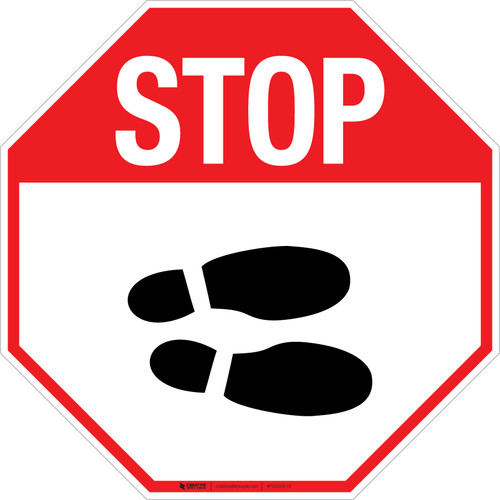 Stop Shoe Print Right v2 - Floor Sign