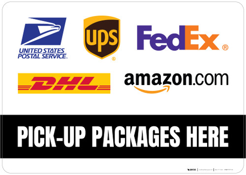 Pick-Up Packages Here with Logos Landscape - Floor Sign