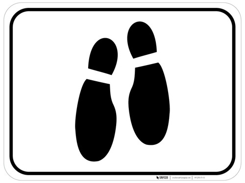 Shoe Print Down Black Rectangle v2 - Floor Sign