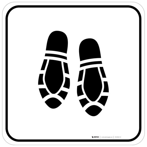 Shoe Print Down Black Square - Floor Sign