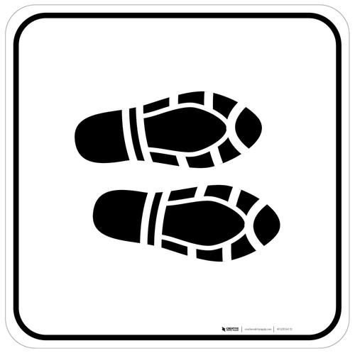 Shoe Print Right Black Square - Floor Sign