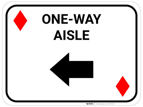 One Way Aisle Left Arrow Red Diamonds - Rectangle Casino - Floor Sign