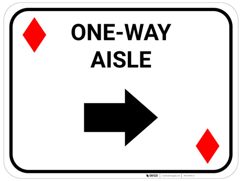 One Way Aisle Right Arrow Red Diamonds - Rectangle Casino - Floor Sign