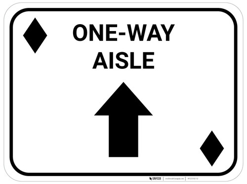 One Way Aisle Up Arrow Black Diamonds - Rectangle Casino - Floor Sign