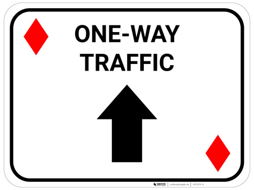 One Way Traffic Up Arrow Red Diamonds - Rectangle Casino - Floor Sign