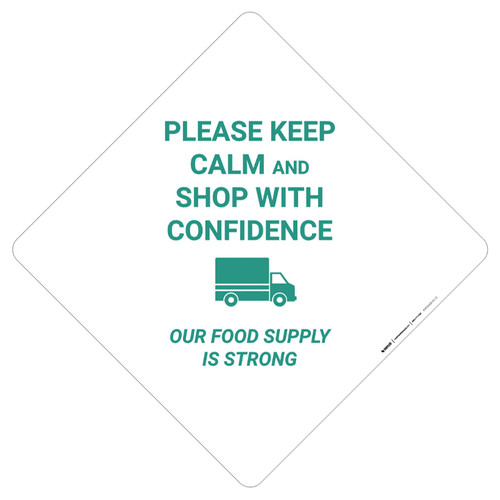 Keep Calm And Shop With Confidence Our Food Supply Is Strong - Placard Sign