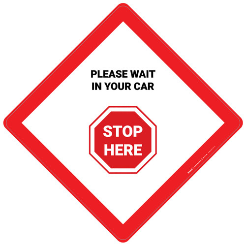 Stop Here: Please Wait In Your Car - Placard Sign