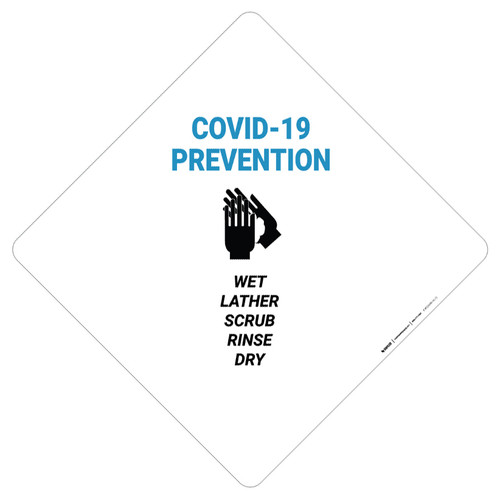 Covid 19 Prevention: Wet Lather Scrub Rinse Dry - Placard Sign