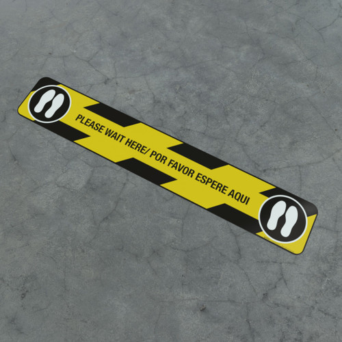 Please Wait Here/ Por Favor Espere Aqui - Feet- Social Distancing Strip