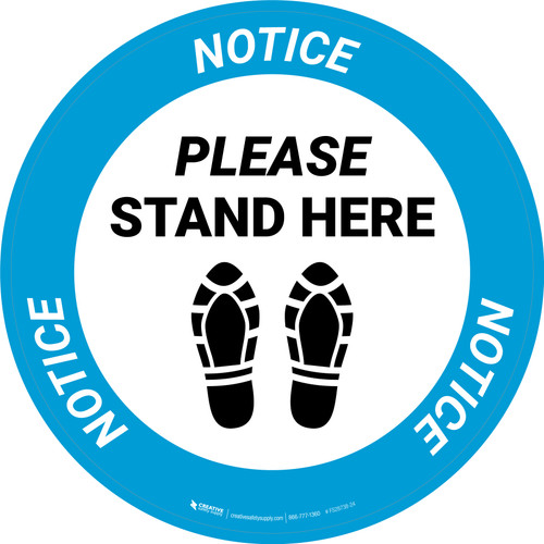 Notice Please Stand Here Shoe Prints Circular - Floor Sign