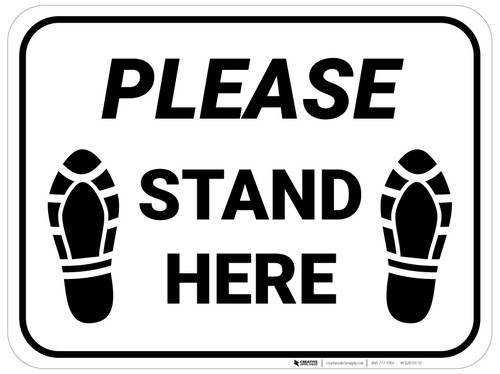 Please Stand Here Shoe Prints Rectangle - Floor Sign