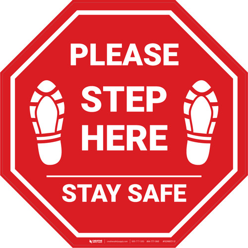Please Step Here Stay Safe Shoe Prins STOP - Floor Sign