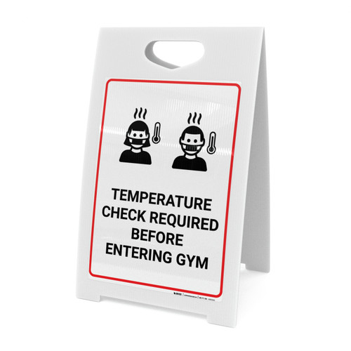 Temperature Check Required Before Entering Gym - A-Frame Sign