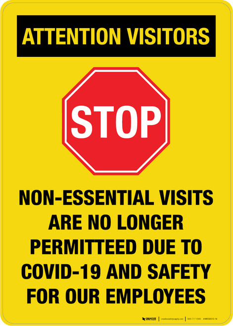 Attention Visitors - Non-Essential Visits Portrait - Wall Sign
