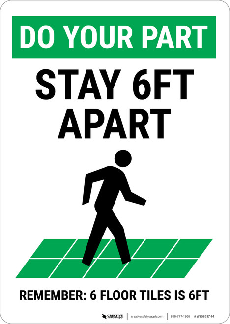 Do Your Part: Stay 6Ft Apart Floor Tiles Portrait - Wall Sign