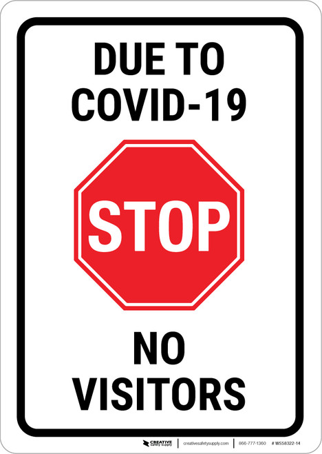 Due To Covid No Vistors Portrait - Wall Sign