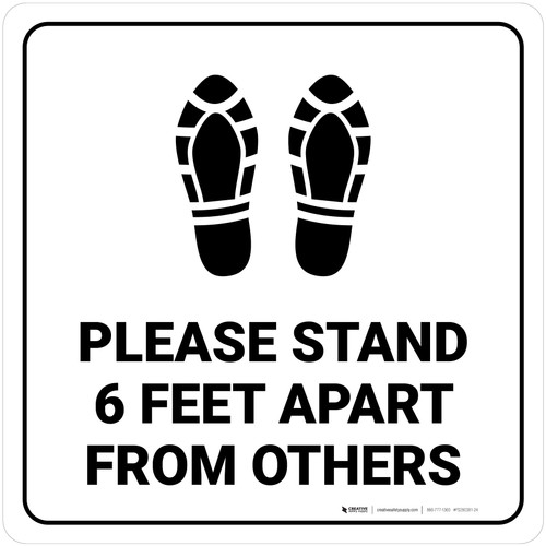 Please Stand 6 Feet Apart From Others Shoe Prints Square