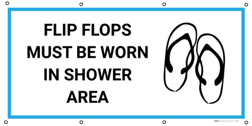 Flip Flops Must Be Worn In Shower Area with Icon - Banner