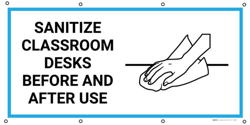 Sanitize Classroom Desks Before And After Use with Icon - Banner
