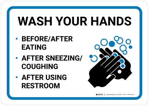 Wash Your Hands with Icon Landscape - Wall Sign