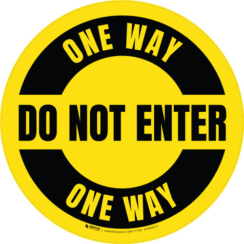 Do Not Enter One Way Circular (Yellow/Black) - Floor Sign