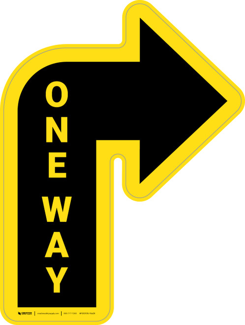 One Way Arrow Yellow (Right) - Floor Sign