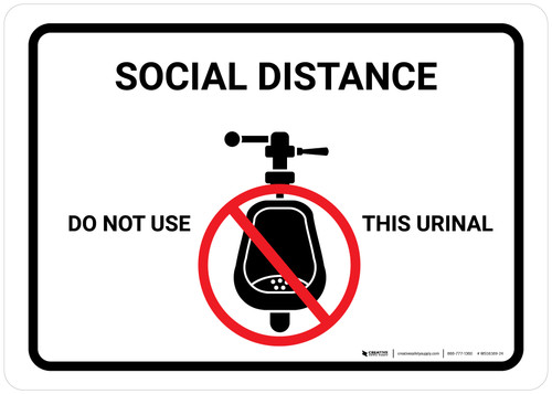 Social Distance: Do Not Use This Urinal with Icon Landscape - Wall Sign