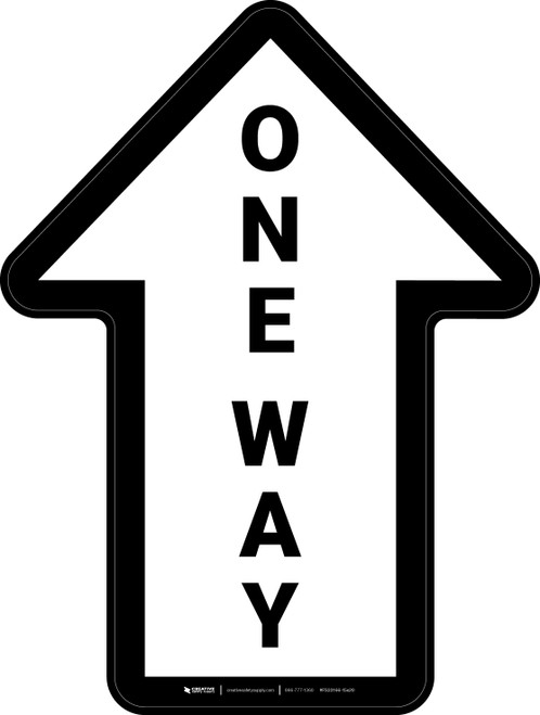 One Way White Arrow (Straight) - Floor Sign