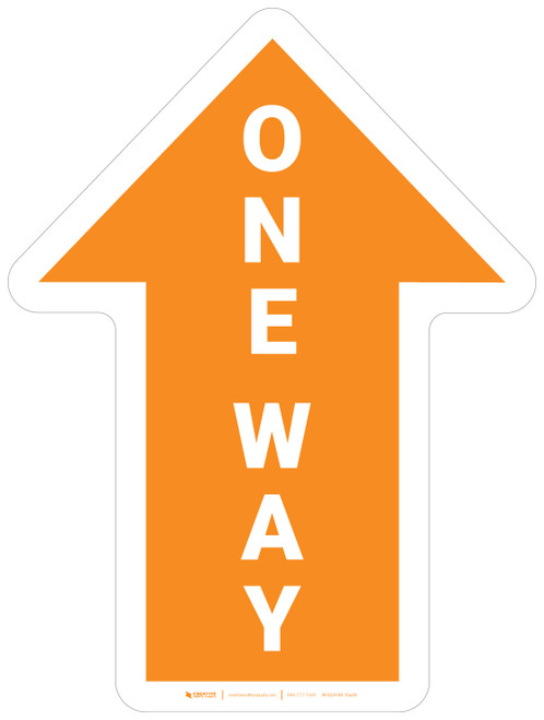 One Way Arrow Orange (Straight) - Floor Sign