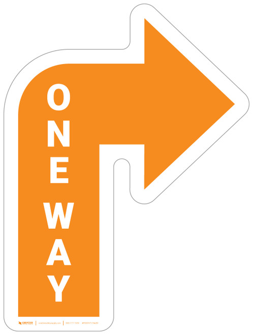 One Way Arrow Orange (Right) - Floor Sign