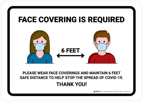 Face Covering Is Required with Icons Landscape - Wall Sign