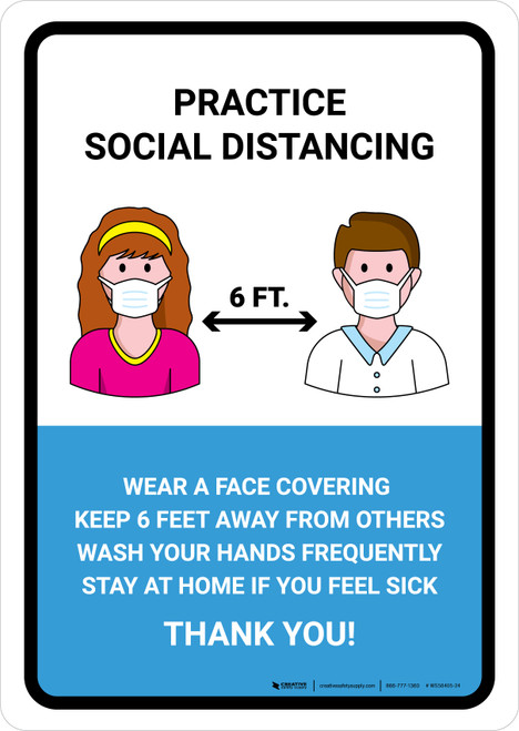 Practice Social Distancing with Icons Portrait - Wall Sign