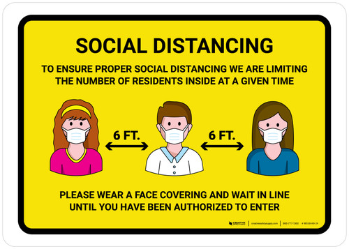 Social Distancing To Ensure Health And Safety Of Residents with Icons Landscape - Wall Sign