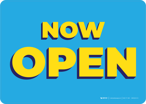 Now Open Yellow/Blue Landscape - Wall Sign