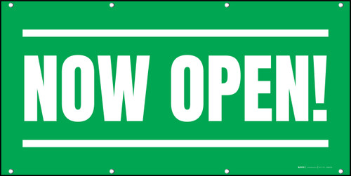Now Open! Green White - Banner