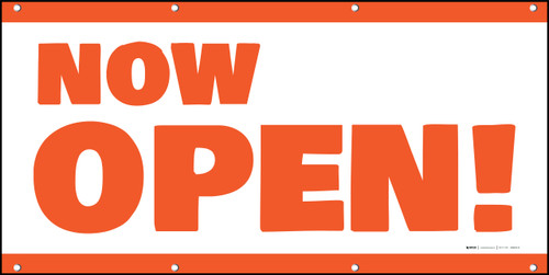 Now Open! Orange White - Banner